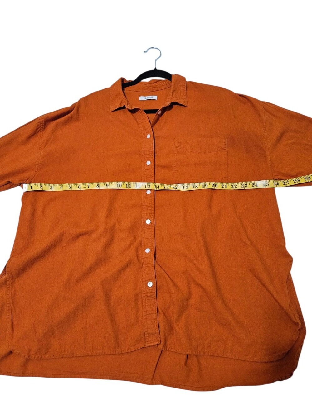 Madewell The Linen-Blend Oversized Shirt in burnt orange XL - Picture 12 of 15